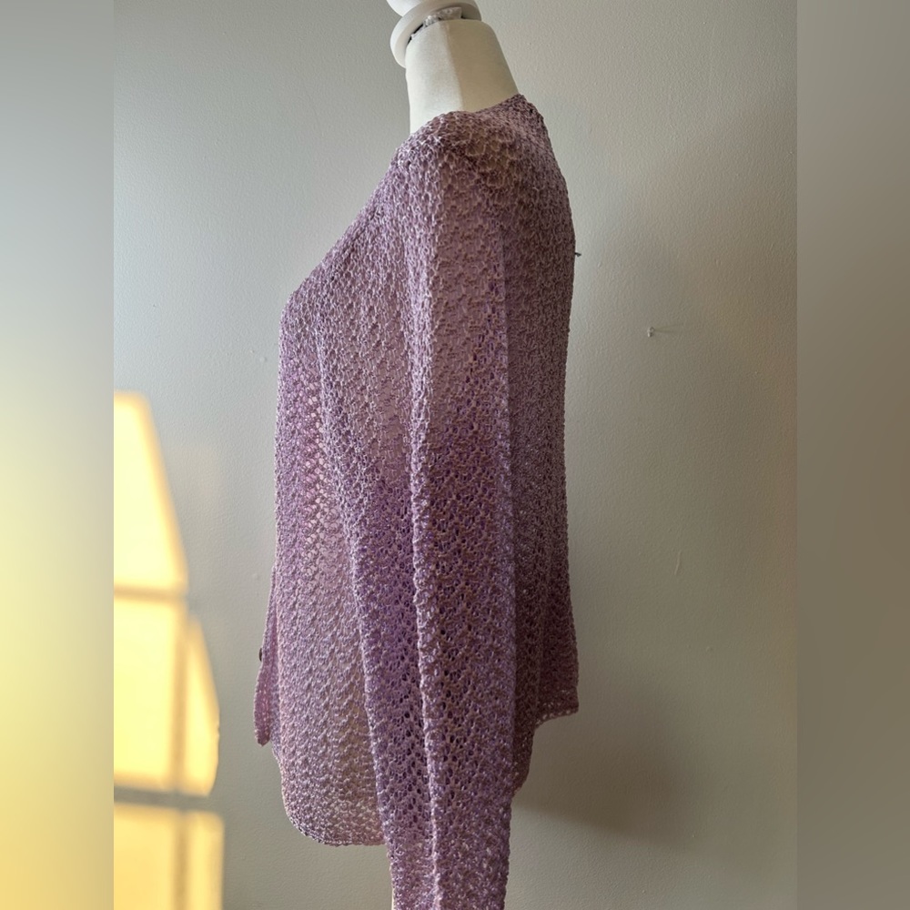NWT Sigrid Olsen Lilac open knit cardigan - Size Misses XL - Picture 10 of 13